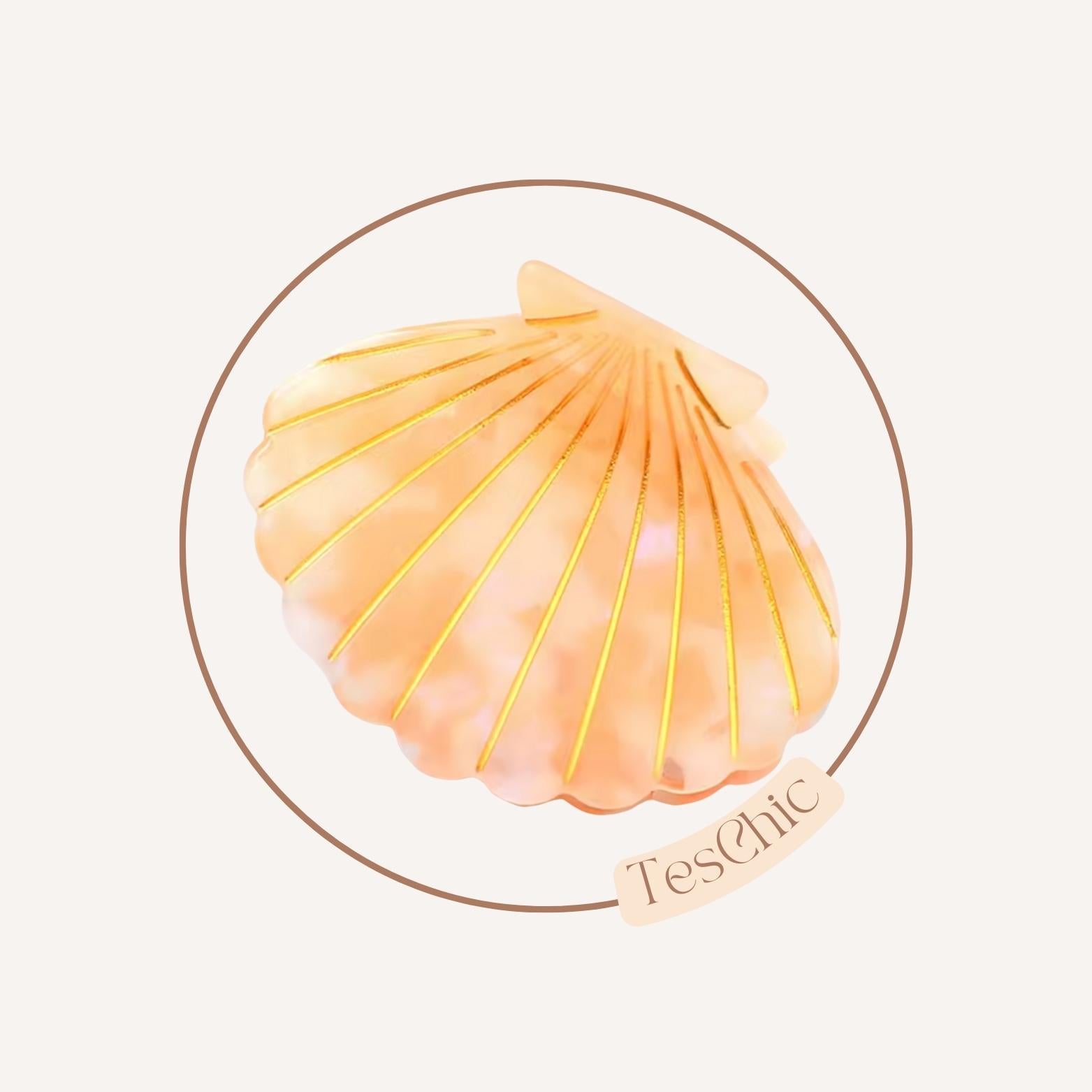 Pince À Cheveux Coquillage Pêche Doré