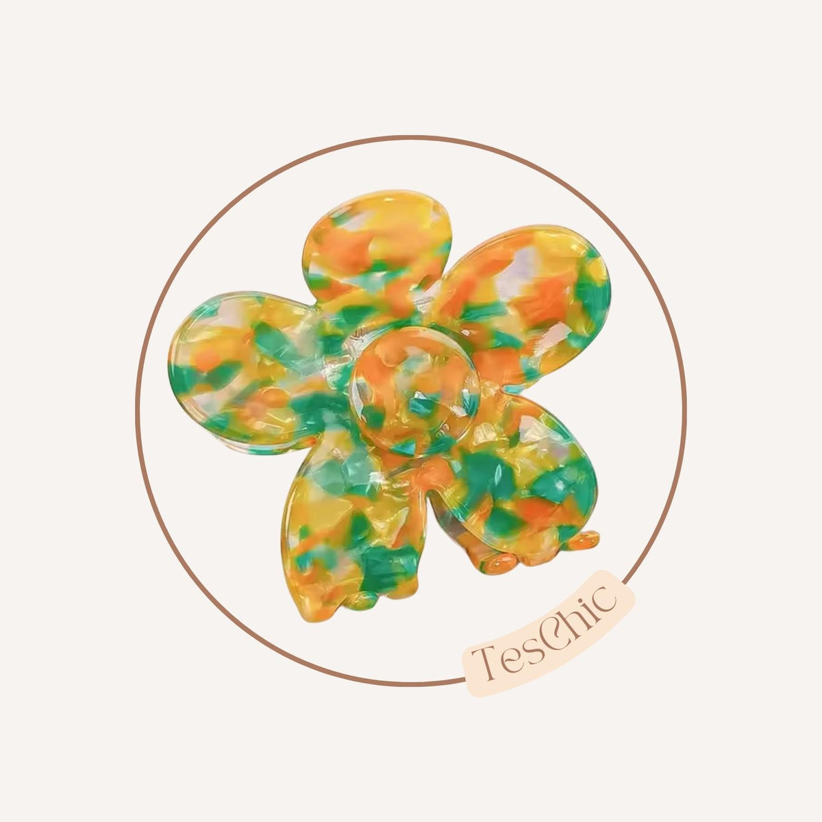 Pince À Cheveux Fleur Orange Multicolore