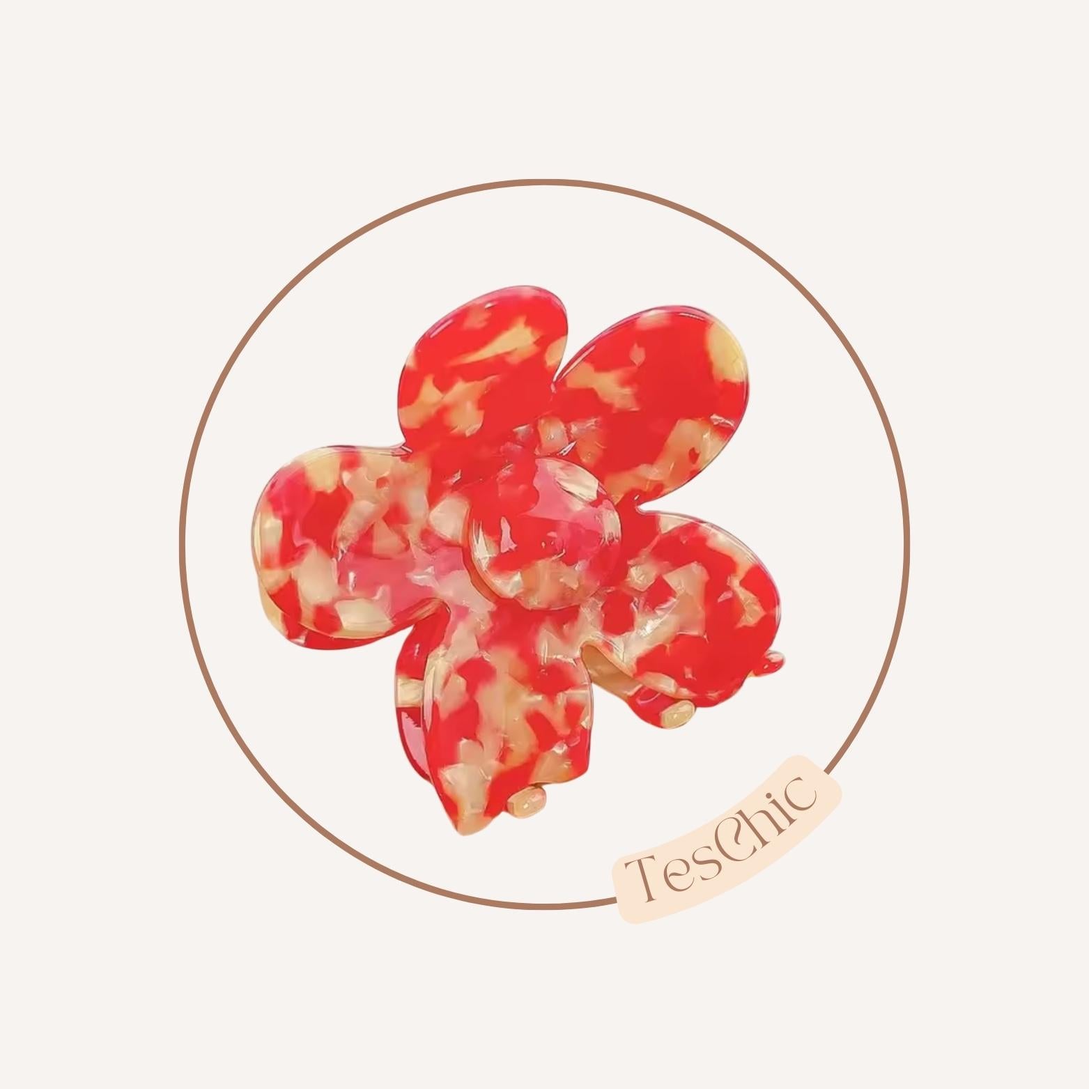 Pince À Cheveux Fleur Rouge Éclatante